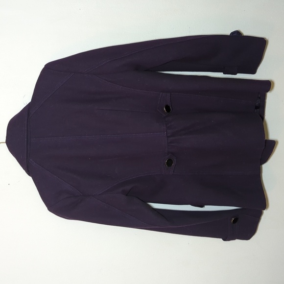 Express Purple Wool-Blend Pea Coat with Black + Gold Buttons Women's Size S - Picture 2 of 4